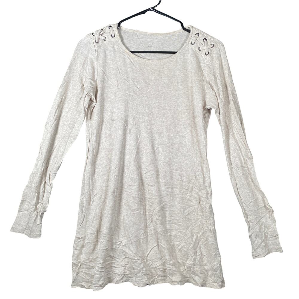 J Jill Womens Shirt Oatmeal Shoulder Laced 100% Pima Cotton Tunic XSmall